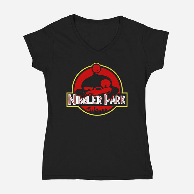 Nibbler Park-Womens-V-Neck-Tee-demonigote