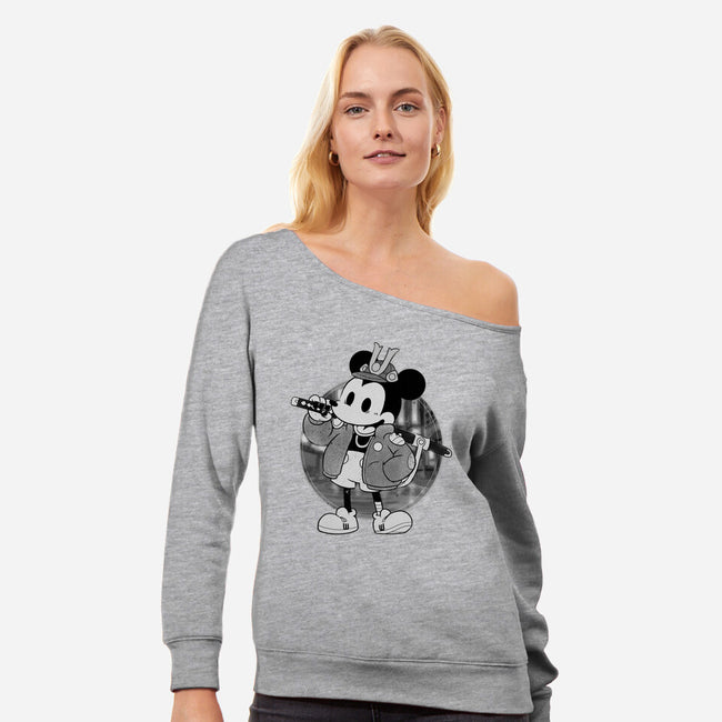 Cyber Samurai Mouse-Womens-Off Shoulder-Sweatshirt-Bruno Mota