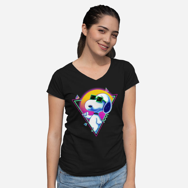 Vapor Dog-Womens-V-Neck-Tee-sebasebi