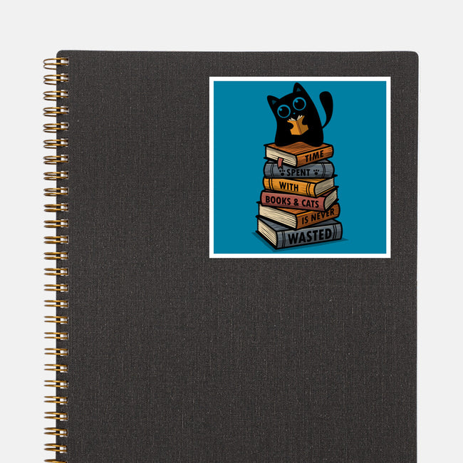 Time Spent With Books And Cats-None-Glossy-Sticker-erion_designs