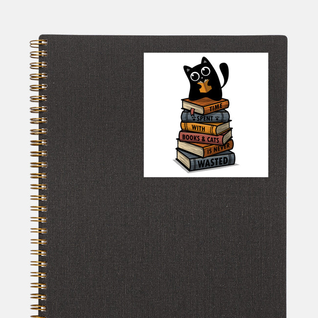 Time Spent With Books And Cats-None-Glossy-Sticker-erion_designs