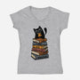 Time Spent With Books And Cats-Womens-V-Neck-Tee-erion_designs