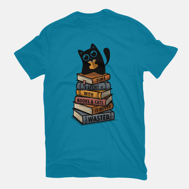 Time Spent With Books And Cats-Mens-Basic-Tee-erion_designs