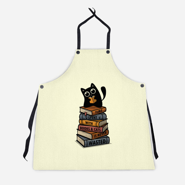 Time Spent With Books And Cats-Unisex-Kitchen-Apron-erion_designs