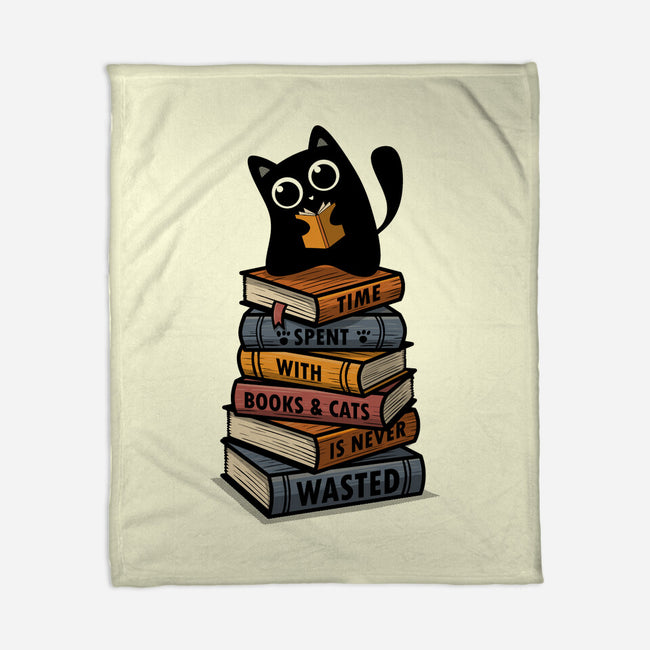 Time Spent With Books And Cats-None-Fleece-Blanket-erion_designs