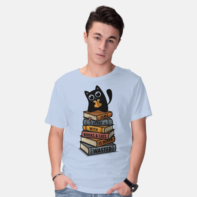 Time Spent With Books And Cats-Mens-Basic-Tee-erion_designs