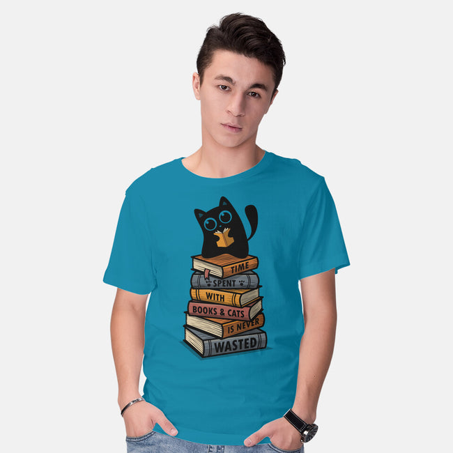 Time Spent With Books And Cats-Mens-Basic-Tee-erion_designs