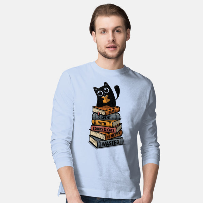 Time Spent With Books And Cats-Mens-Long Sleeved-Tee-erion_designs