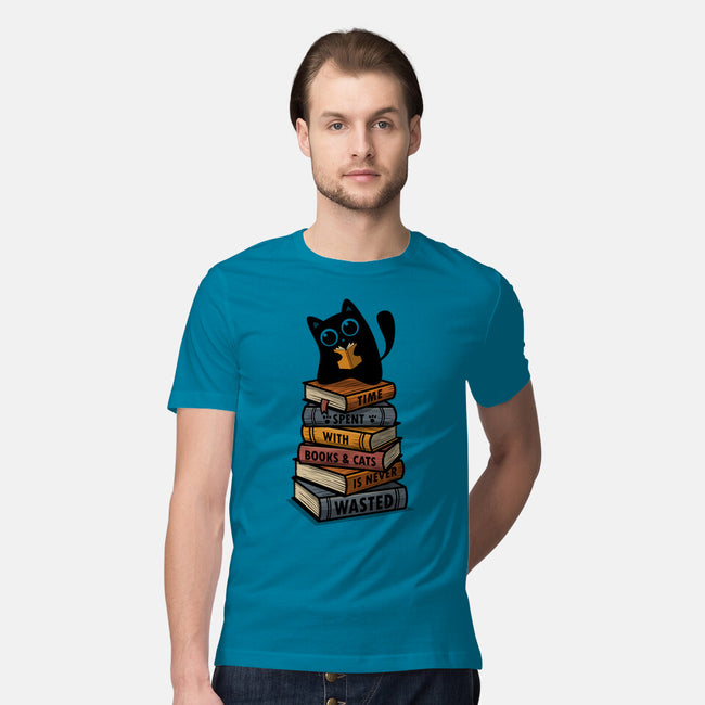 Time Spent With Books And Cats-Mens-Premium-Tee-erion_designs