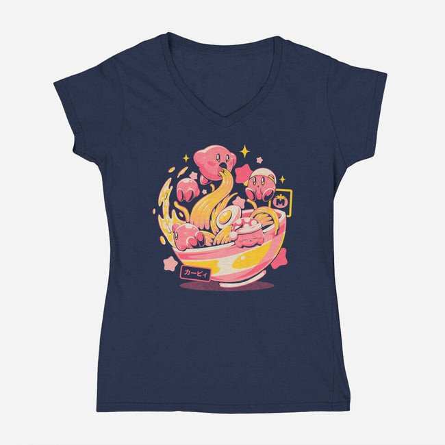 Pink Bowl-Womens-V-Neck-Tee-eduely