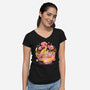 Pink Bowl-Womens-V-Neck-Tee-eduely