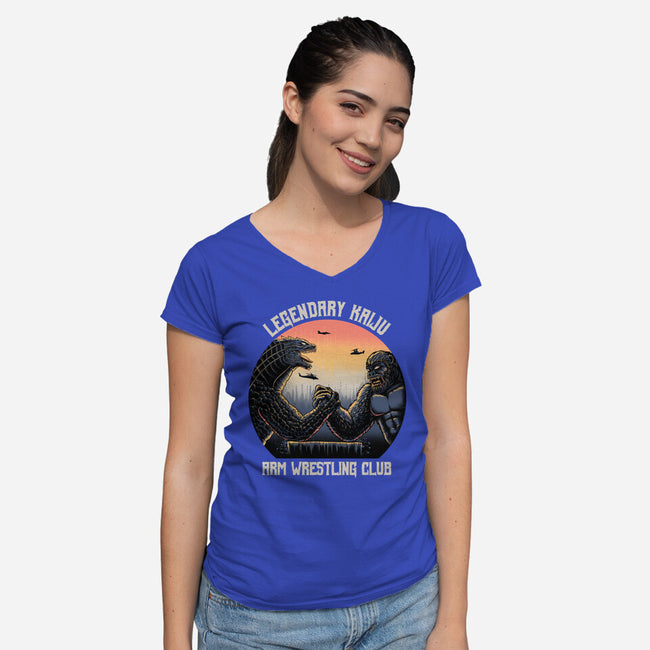 Legendary Kaiju-Womens-V-Neck-Tee-rmatix