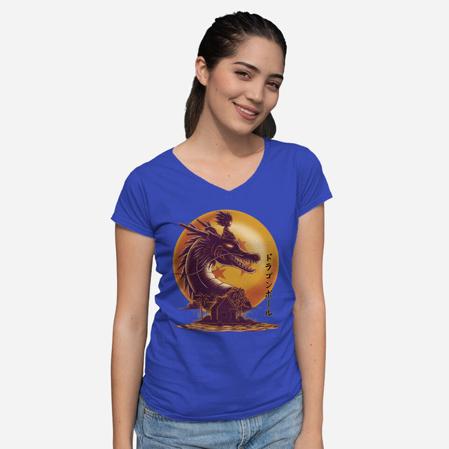 Dragon Ride-Womens-V-Neck-Tee-rmatix