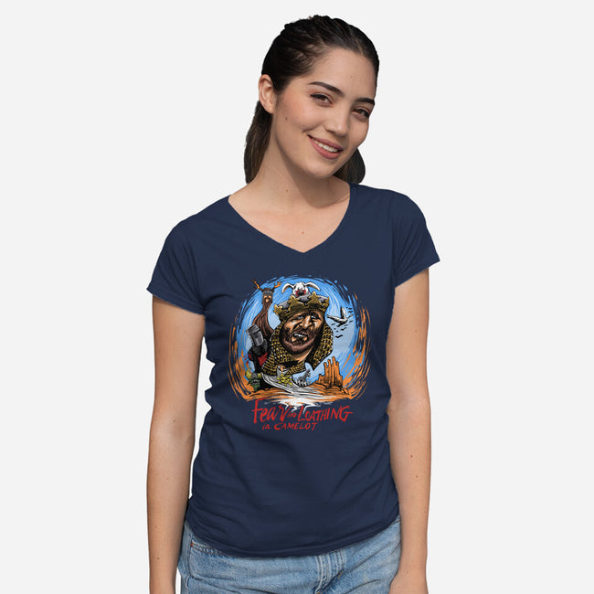 Fear And Loathing In Camelot-Womens-V-Neck-Tee-zascanauta