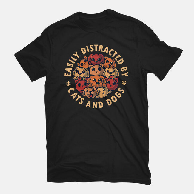 Easily Distracted By Cats And Dogs-Mens-Basic-Tee-erion_designs