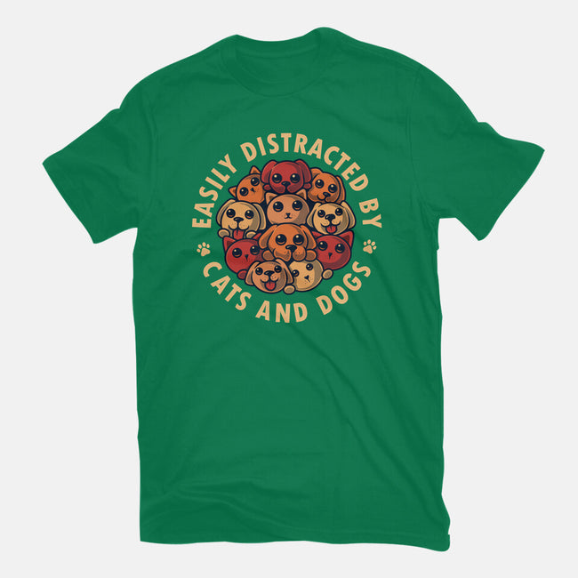 Easily Distracted By Cats And Dogs-Womens-Fitted-Tee-erion_designs