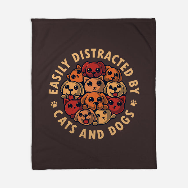 Easily Distracted By Cats And Dogs-None-Fleece-Blanket-erion_designs