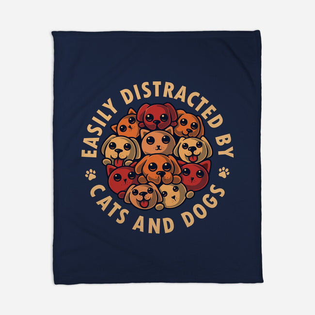 Easily Distracted By Cats And Dogs-None-Fleece-Blanket-erion_designs