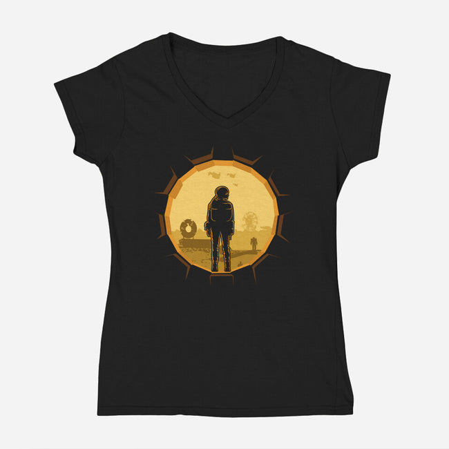 Life Outside Of Vault 33-Womens-V-Neck-Tee-bomdesignz