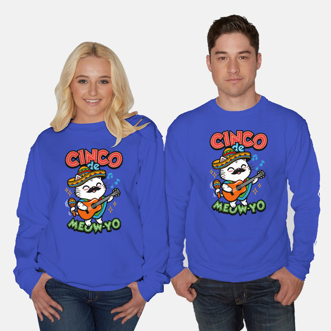 Cinco De Meow-yo-Unisex-Crew Neck-Sweatshirt-Boggs Nicolas