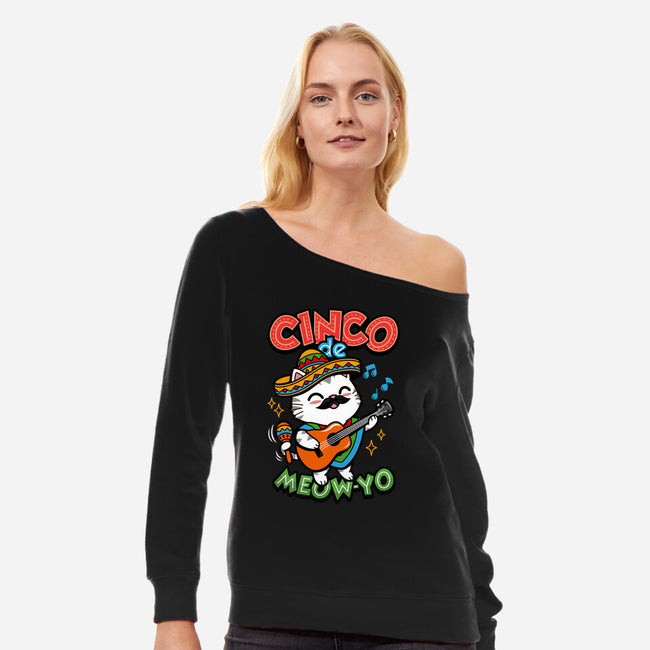 Cinco De Meow-yo-Womens-Off Shoulder-Sweatshirt-Boggs Nicolas