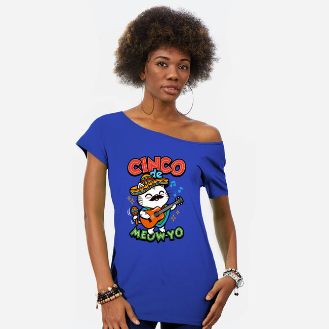 Cinco De Meow-yo-Womens-Off Shoulder-Tee-Boggs Nicolas