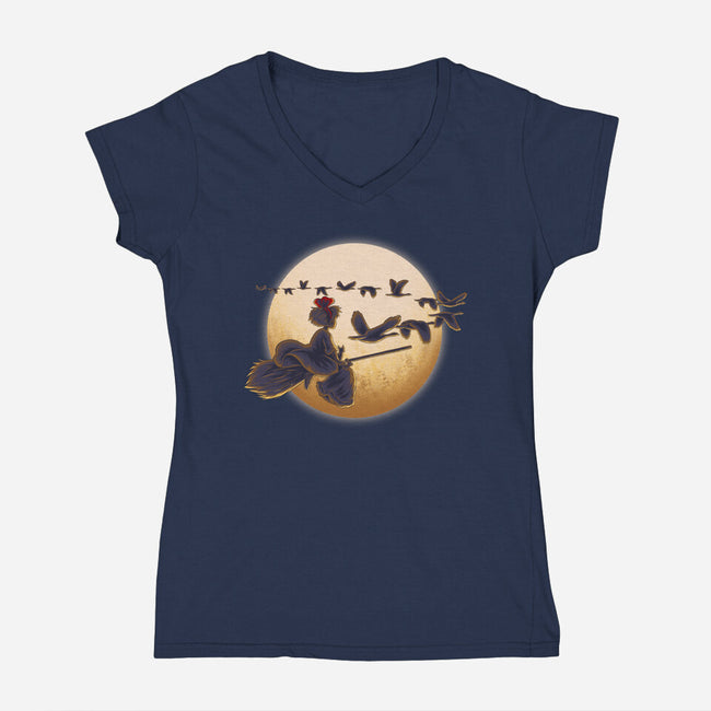 Young Witch Moon-Womens-V-Neck-Tee-rmatix