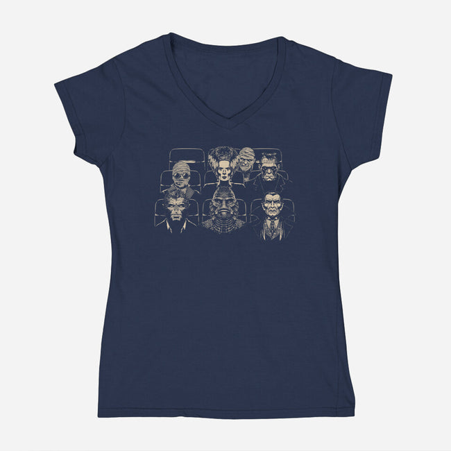 Horror Double Feature-Womens-V-Neck-Tee-JCMaziu