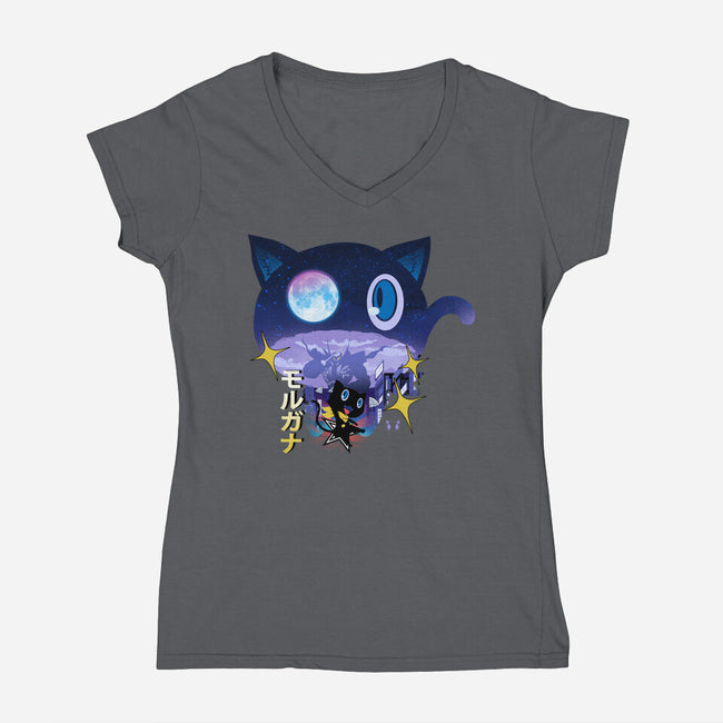 Morgana Night-Womens-V-Neck-Tee-dandingeroz