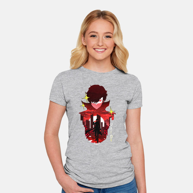 Joker Sunset-Womens-Fitted-Tee-dandingeroz