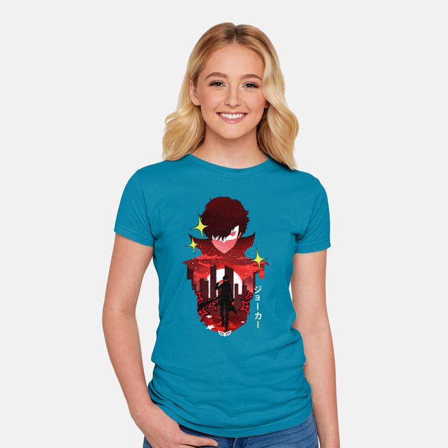 Joker Sunset-Womens-Fitted-Tee-dandingeroz