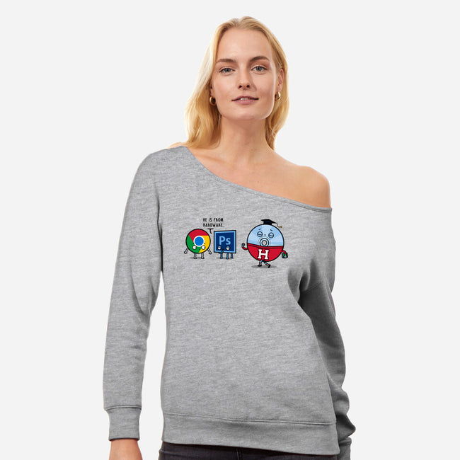 Campus Disc-Womens-Off Shoulder-Sweatshirt-Raffiti