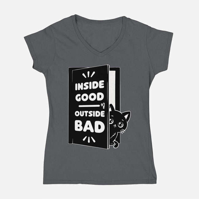 Outside Is Bad-Womens-V-Neck-Tee-Studio Mootant