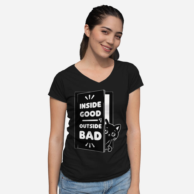 Outside Is Bad-Womens-V-Neck-Tee-Studio Mootant