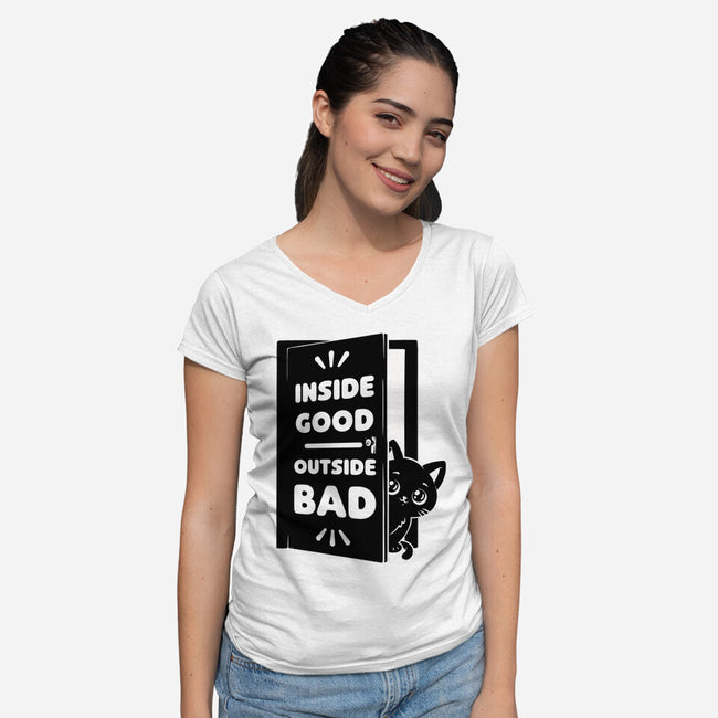 Outside Is Bad-Womens-V-Neck-Tee-Studio Mootant