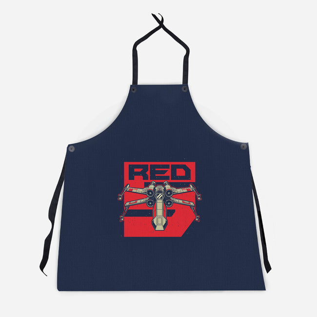 Red Spaceship Revolution-Unisex-Kitchen-Apron-Studio Mootant