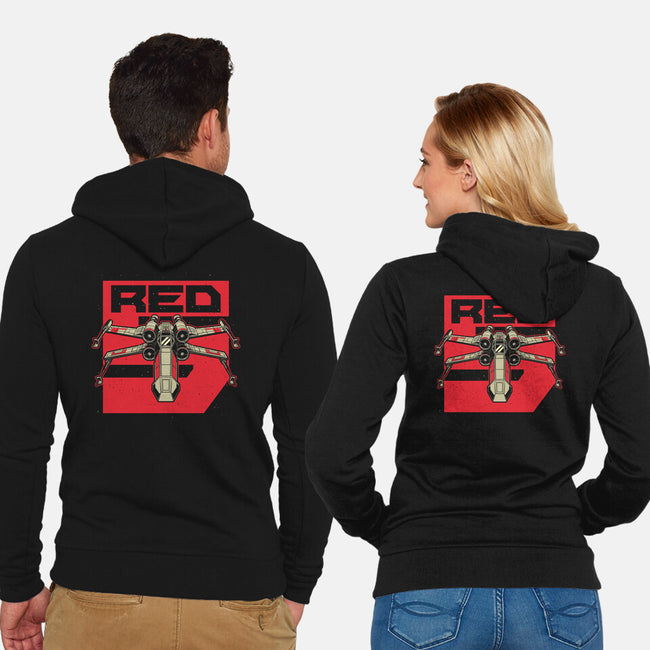 Red Spaceship Revolution-Unisex-Zip-Up-Sweatshirt-Studio Mootant