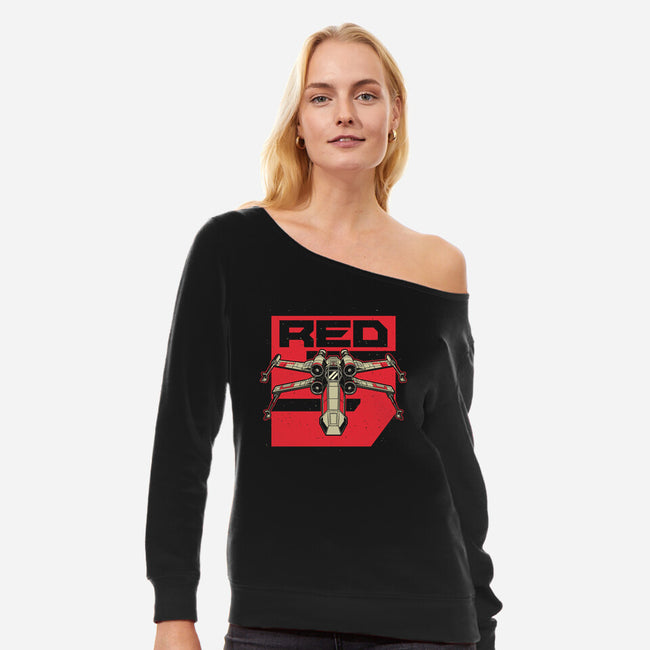 Red Spaceship Revolution-Womens-Off Shoulder-Sweatshirt-Studio Mootant