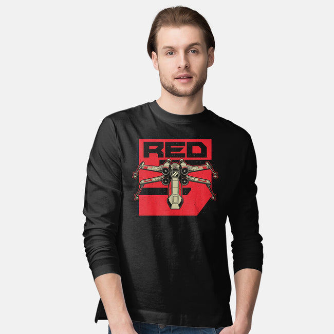 Red Spaceship Revolution-Mens-Long Sleeved-Tee-Studio Mootant