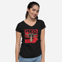 Red Spaceship Revolution-Womens-V-Neck-Tee-Studio Mootant