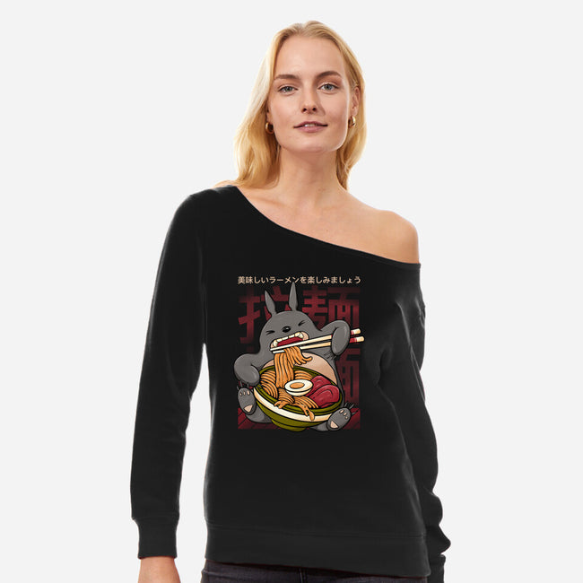 Totoro Ramen-Womens-Off Shoulder-Sweatshirt-Ryuga