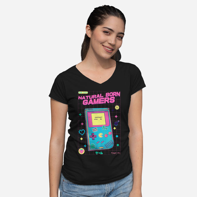 Natural Born Gamers-Womens-V-Neck-Tee-Jelly89