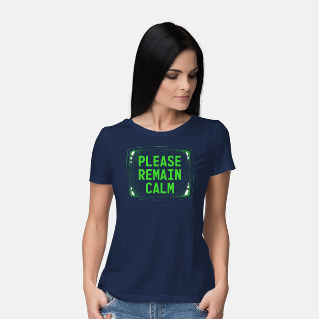 Please Remain Calm-Womens-Basic-Tee-rocketman_art