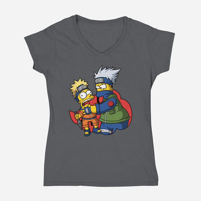 Why You Little Shinobi-Womens-V-Neck-Tee-Barbadifuoco