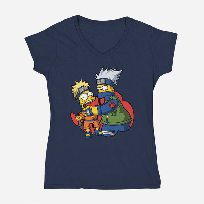 Why You Little Shinobi-Womens-V-Neck-Tee-Barbadifuoco