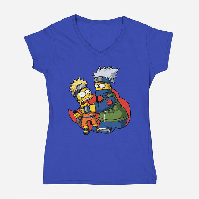 Why You Little Shinobi-Womens-V-Neck-Tee-Barbadifuoco