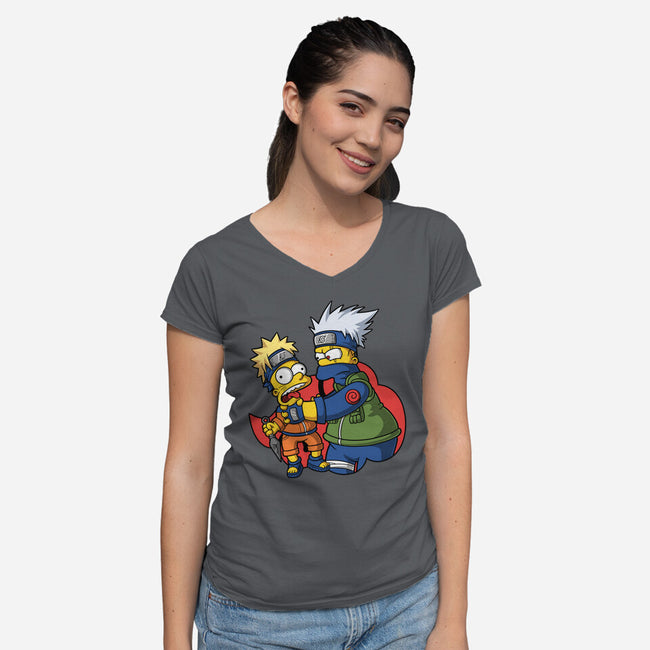 Why You Little Shinobi-Womens-V-Neck-Tee-Barbadifuoco