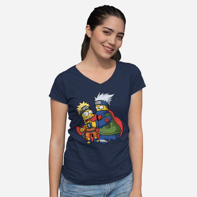 Why You Little Shinobi-Womens-V-Neck-Tee-Barbadifuoco