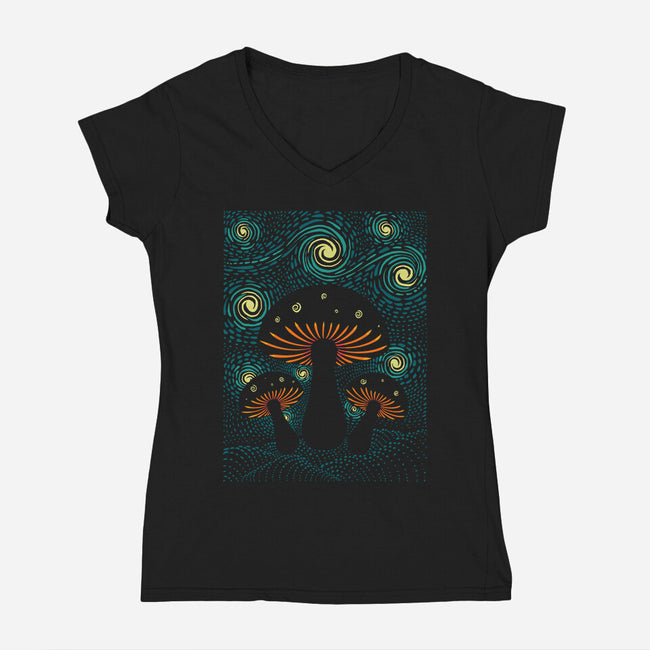 Starry Mushrooms-Womens-V-Neck-Tee-erion_designs