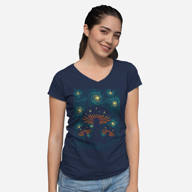 Starry Mushrooms-Womens-V-Neck-Tee-erion_designs